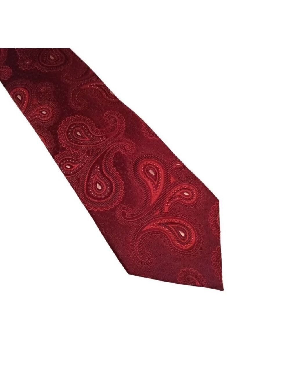 Roberto Villini Red Paisley Silk Traditional Width Tie